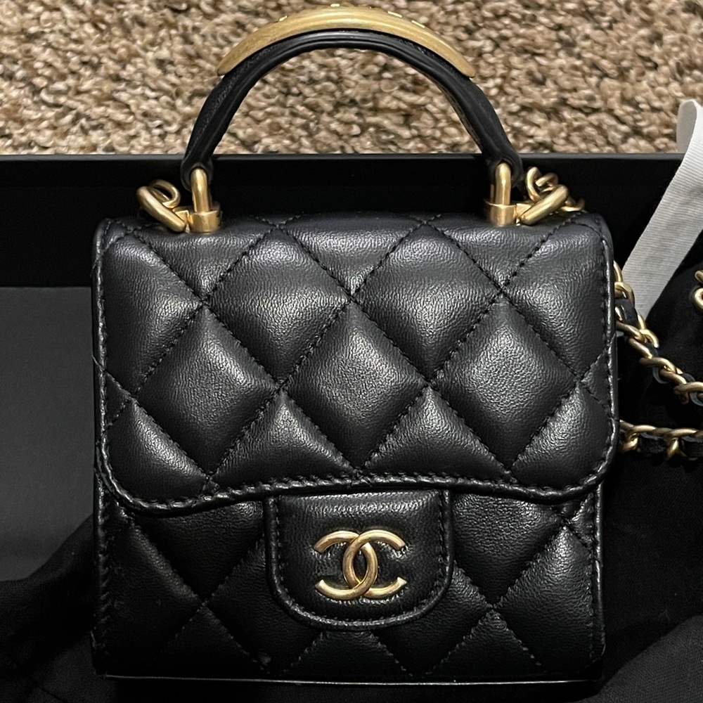 Chanel top handled classic mini bag